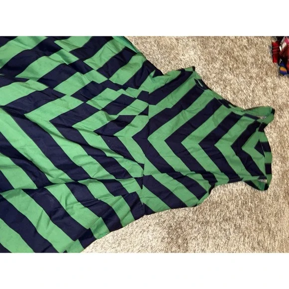 Anthropologie Girls From Savoy Chevron Sundress Spring Summer Dress 8 Green - Picture 8 of 8